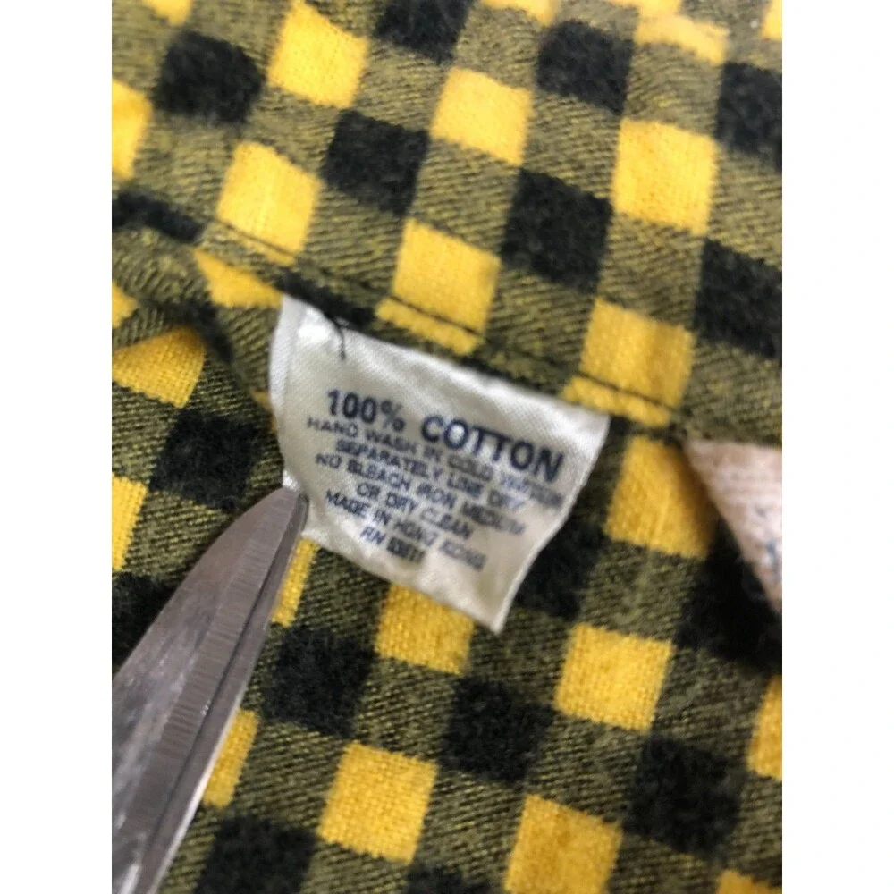 Vintage Indygo Kenar Yellow and Black Flannel Shirt Womens Free Size 100% Cotton